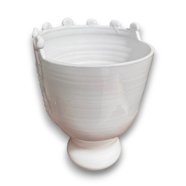 Sicilian handmade ceramic White Paladin's Head Queen de simone pottery back Sicilian handmade ceramic White Paladin's Head Queen de simone pottery back